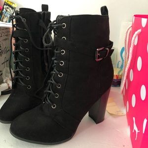 black heeled boots